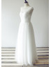 Flowing Ivory Lace Tulle Long Wedding Dress